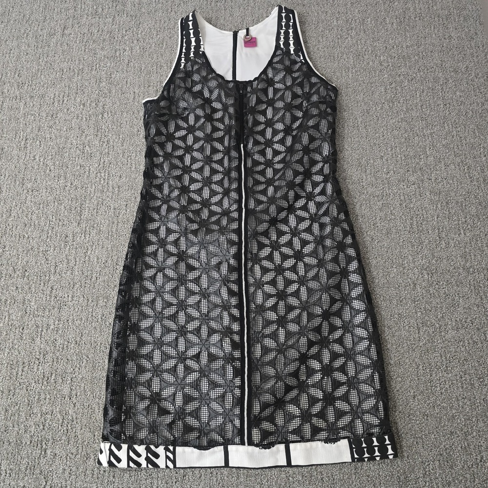Save The Queen Dress M Black Faux Leather Overlay Sleeveless Sheath Zip‎ Front